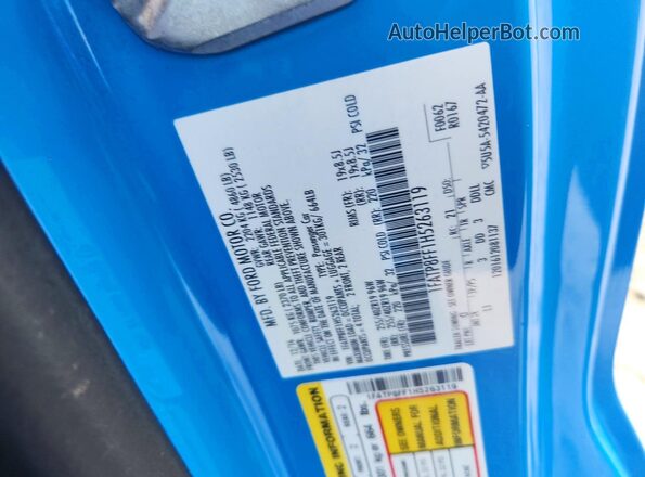 1FATP8FF1H5263119 2017 FORD MUSTANG Blue ძრავის განყოფილების ხედი
