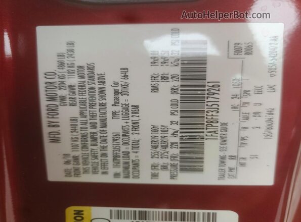 1FATP8FF3J5179261 2018 FORD MUSTANG Red Вид підкапотного простору