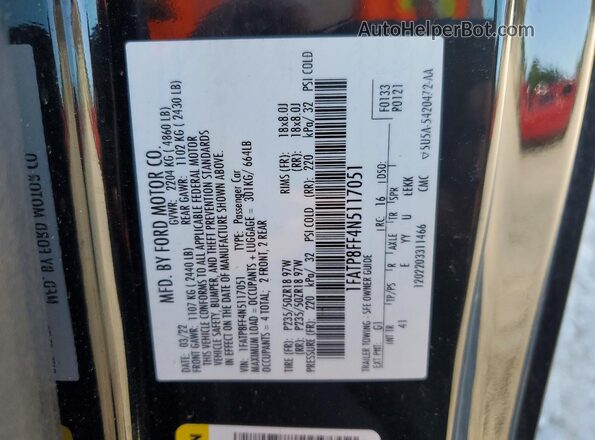 1FATP8FF4N5117051 2022 FORD MUSTANG Black Engine compartment view