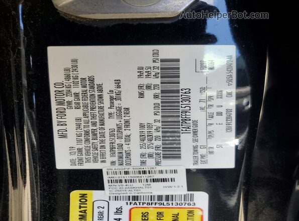 1FATP8FF9L5130763 2020 FORD MUSTANG Black Вид підкапотного простору