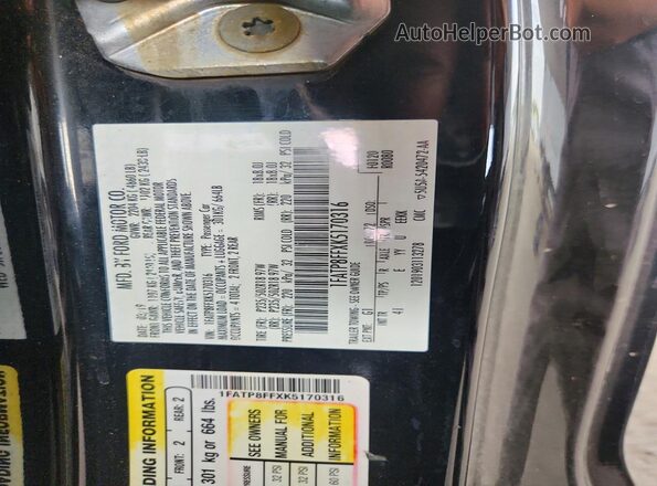 1FATP8FFXK5170316 2019 FORD MUSTANG Black ძრავის განყოფილების ხედი