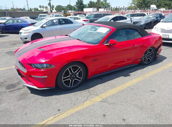 1FATP8UH2K5205371 2019 FORD MUSTANG Red წინა მარცხენა ხედი სამი მეოთხედიდან