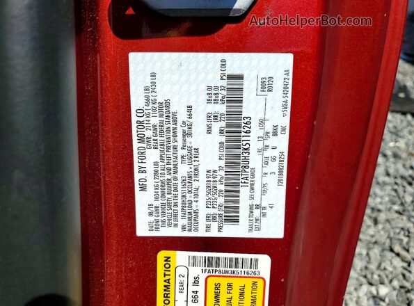 1FATP8UH3K5116263 2019 FORD MUSTANG Red Vista del compartimento del motor