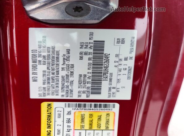 1FATP8UH4G5260492 2016 FORD MUSTANG Red Widok komory silnika