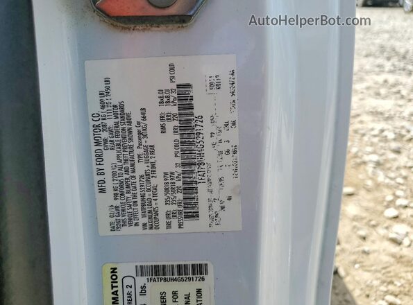 1FATP8UH4G5291726 2016 FORD MUSTANG White VIN կոդի պիտակի տեսք