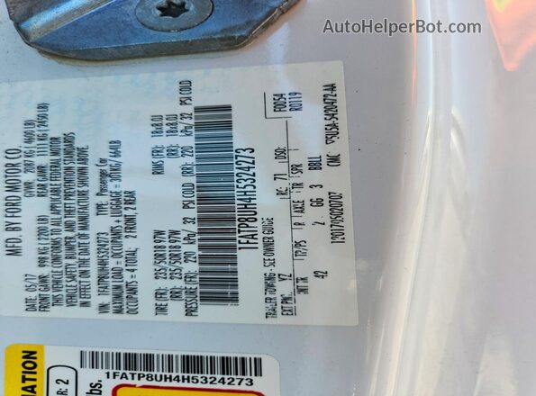 1FATP8UH4H5324273 2017 FORD MUSTANG White Engine compartment view