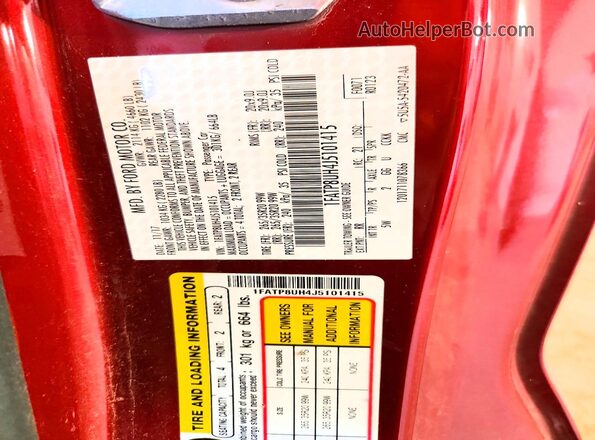 1FATP8UH4J5101415 2018 FORD MUSTANG Red Շարժիչի բաժամունքի տեսք