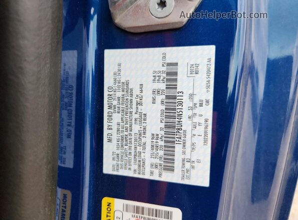 1FATP8UH4N5130113 2022 FORD MUSTANG Blue Engine compartment view
