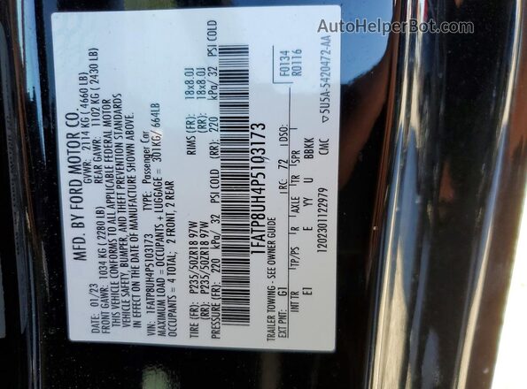 1FATP8UH4P5103173 2023 FORD MUSTANG Black VIN sticker view