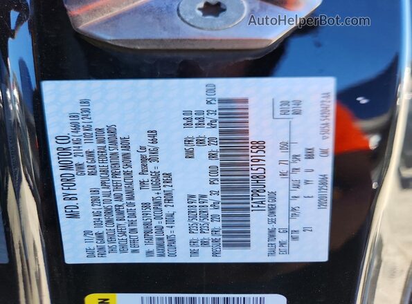 1FATP8UH8L5191588 2020 FORD MUSTANG Black Շարժիչի բաժամունքի տեսք