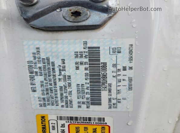 1FATP8UH8M5100868 2021 FORD MUSTANG Белый Вид подкапотного пространства