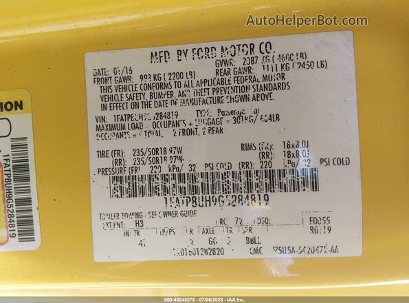1FATP8UH9G5284819 2016 FORD MUSTANG Yellow Вид підкапотного простору