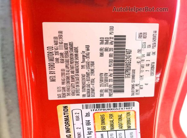 1FATP8UHXG5247407 2016 FORD MUSTANG Red Widok komory silnika