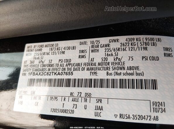 1FBAX2C82TKA07655 2026 FORD TRANSIT-350 Black Vista del compartimento del motor