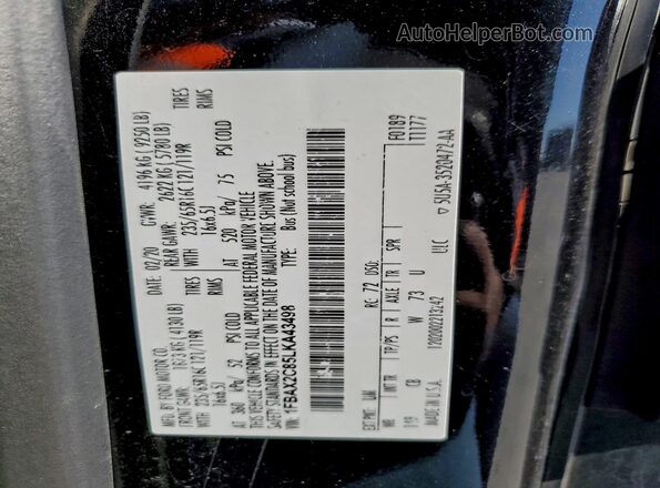 1FBAX2C85LKA43498 2020 FORD TRANSIT Black Սալոնի 360 աստիճան տեսք