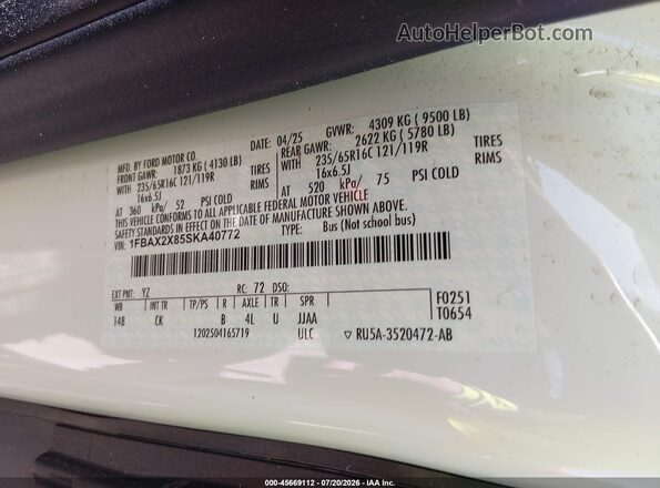 1FBAX2X85SKA40772 2025 FORD TRANSIT-350 Белый Вид подкапотного пространства