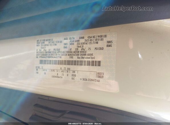 1FBAX2Y88RKA42718 2024 FORD TRANSIT-350 White Engine compartment view