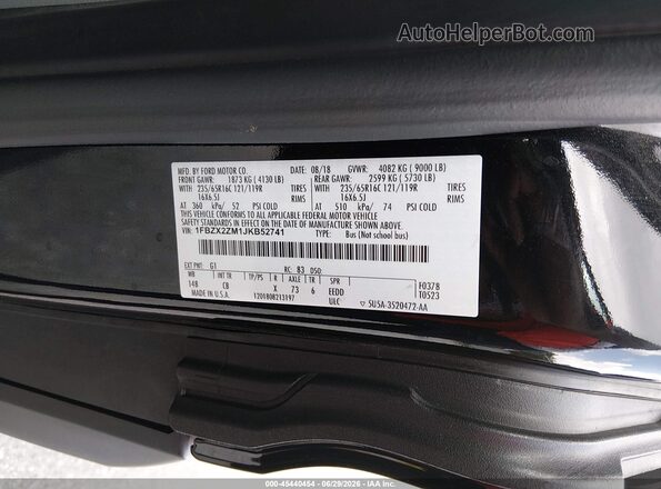 1FBZX2ZM1JKB52741 2018 FORD TRANSIT-350 Черный Вид подкапотного пространства