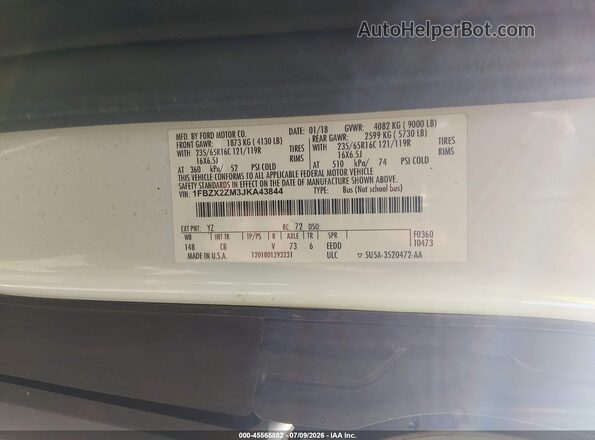 1FBZX2ZM3JKA43844 2018 FORD TRANSIT-350 White Engine compartment view