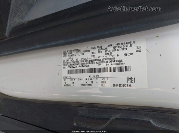 1FBZX2ZM3JKB42678 2018 FORD TRANSIT-350 White Widok komory silnika