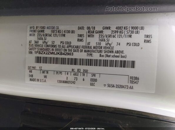 1FBZX2ZM6JKB42903 2018 FORD TRANSIT-350 White Engine compartment view