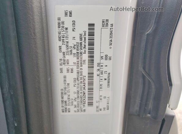 1FBZX2ZM7JKA97972 2018 FORD TRANSIT White Вид наклейки з VIN-кодом