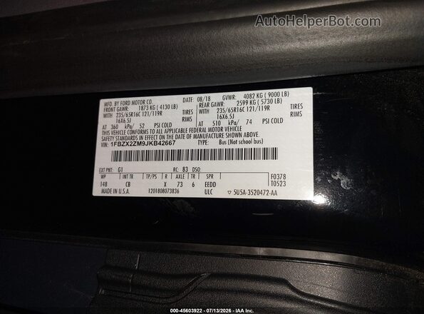 1FBZX2ZM9JKB42667 2018 FORD TRANSIT-350 Black Engine compartment view