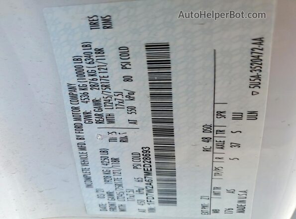 1FD7W2A67MED28693 2021 FORD F250 White Շարժիչի բաժամունքի տեսք