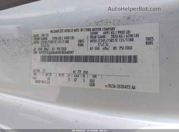 1FD7X2A64HEB54097 2017 FORD F-250 White Շարժիչի բաժամունքի տեսք