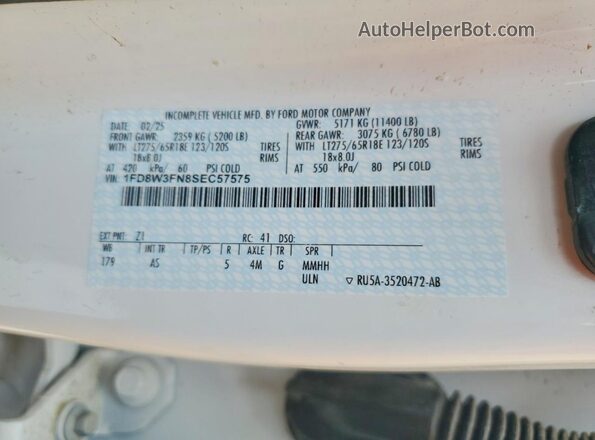 1FD8W3FN8SEC57575 2025 FORD F350 White ძრავის განყოფილების ხედი