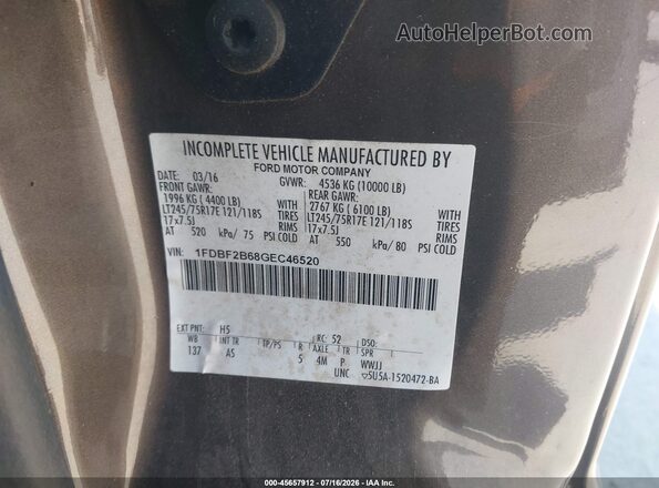 1FDBF2B68GEC46520 2016 FORD F-250 Brown Вид підкапотного простору