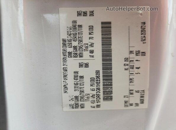 1FDRF3G61HEE06350 2017 FORD F350 White Vista del compartimento del motor