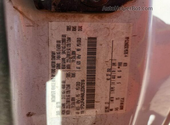 1FDUF4HN8LED97516 2020 FORD F450 White Widok naklejki z numerem VIN