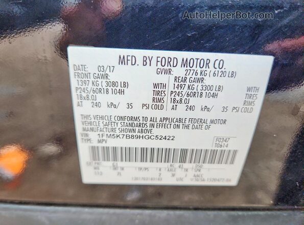 1FM5K7B89HGC52422 2017 FORD EXPLORER Black Engine compartment view