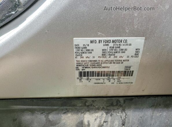 1FM5K7B89JGC06532 2018 FORD EXPLORER Silver Widok komory silnika