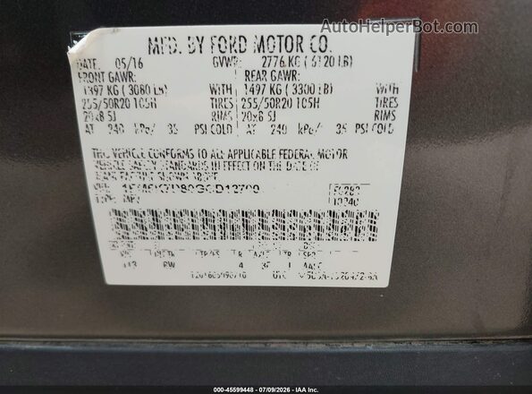 1FM5K7D80GGD12700 2016 FORD EXPLORER Gray ძრავის განყოფილების ხედი