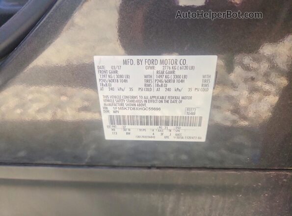 1FM5K7D8XHGC55696 2017 FORD EXPLORER Charcoal Вид наклейки з VIN-кодом