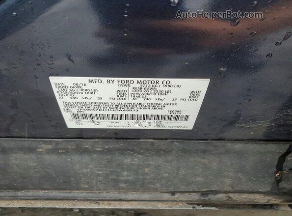 1FM5K7DH1HGA45813 2017 FORD EXPLORER Gray Vista de la etiqueta del VIN
