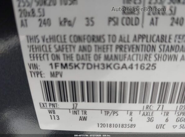 1FM5K7DH3KGA41625 2019 FORD EXPLORER Red Widok komory silnika