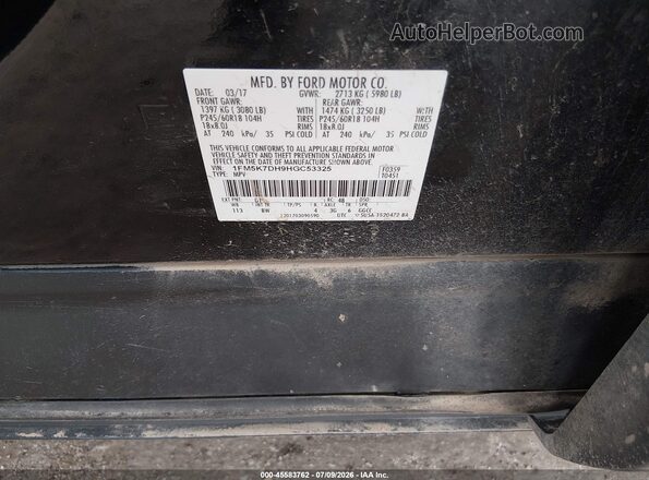 1FM5K7DH9HGC53325 2017 FORD EXPLORER Черный Вид подкапотного пространства