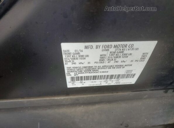 1FM5K7F82GGC13602 2016 FORD EXPLORER Black Vista interior de 360 grados