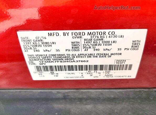 1FM5K7F83HGA37662 2017 FORD EXPLORER Red Widok komory silnika