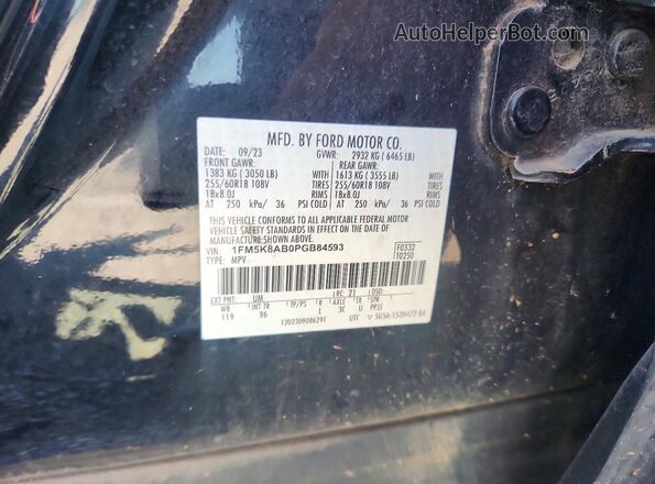 1FM5K8AB0PGB84593 2023 FORD EXPLORER Черный Вид наклейки с VIN-кодом