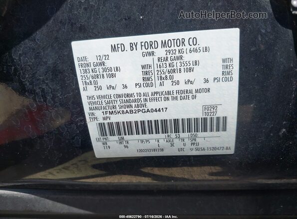 1FM5K8AB2PGA04417 2023 FORD POLICE INTERCEPTOR White Շարժիչի բաժամունքի տեսք