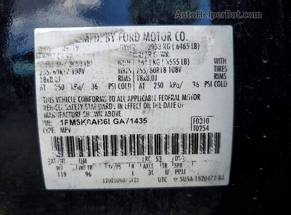 1FM5K8AB6LGA71435 2020 FORD EXPLORER Black სალონის 360-გრადუსიანი ხედი