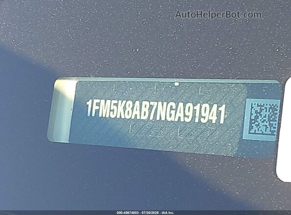 1FM5K8AB7NGA91941 2022 FORD POLICE INTERCEPTOR White Շարժիչի բաժամունքի տեսք