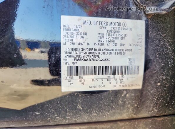 1FM5K8AB7NGC23550 2022 FORD EXPLORER Two Tone Սալոնի 360 աստիճան տեսք