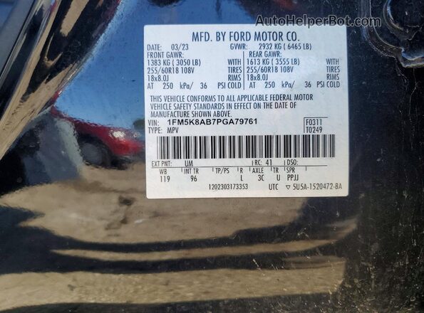 1FM5K8AB7PGA79761 2023 FORD EXPLORER Black VIN sticker view