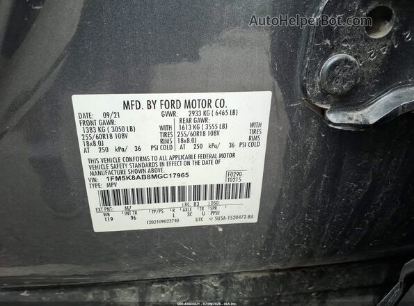 1FM5K8AB8MGC17965 2021 FORD POLICE INTERCEPTOR Black ძრავის განყოფილების ხედი
