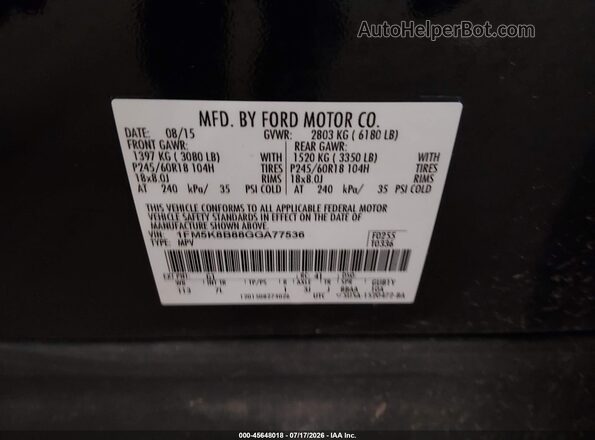 1FM5K8B88GGA77536 2016 FORD EXPLORER Black Շարժիչի բաժամունքի տեսք